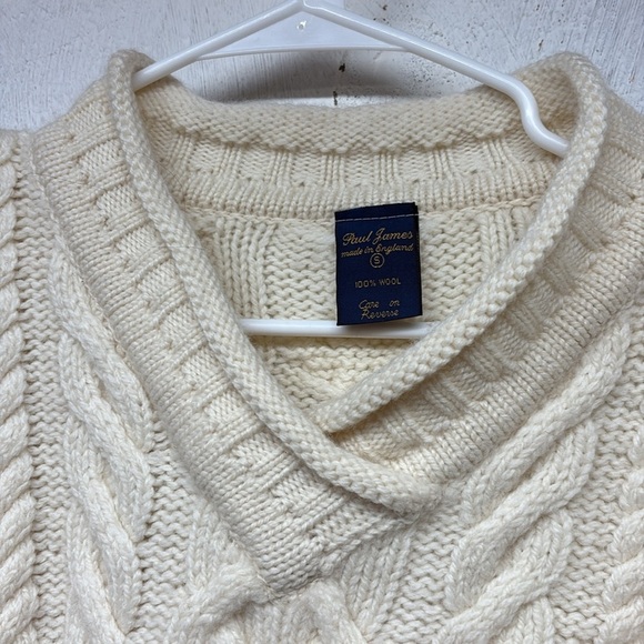 Paul James Made in England Wool Cable-knit Sweater size small - Picture 2 of 6